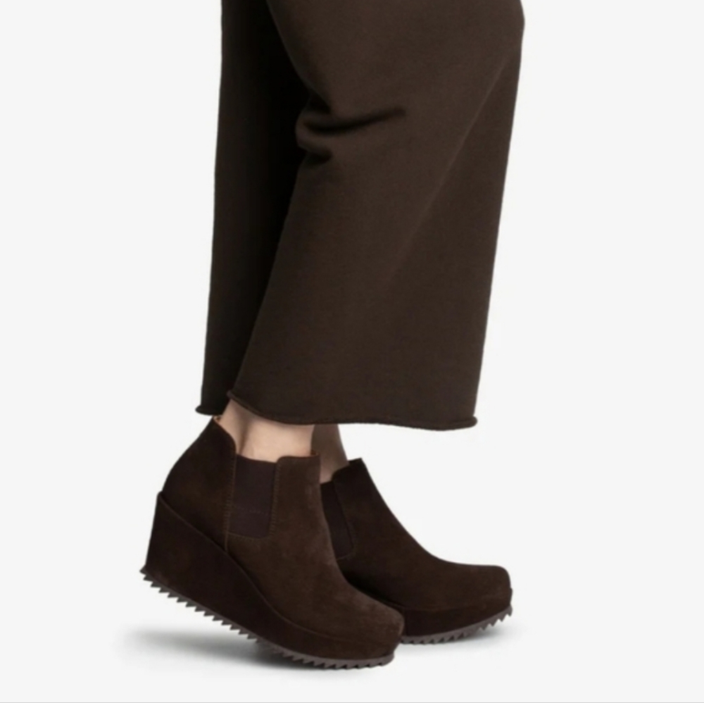 $695 PEDRO GARCIA Feike Suede Chelsea Bootie Wedge Platform Ankle Boot 10